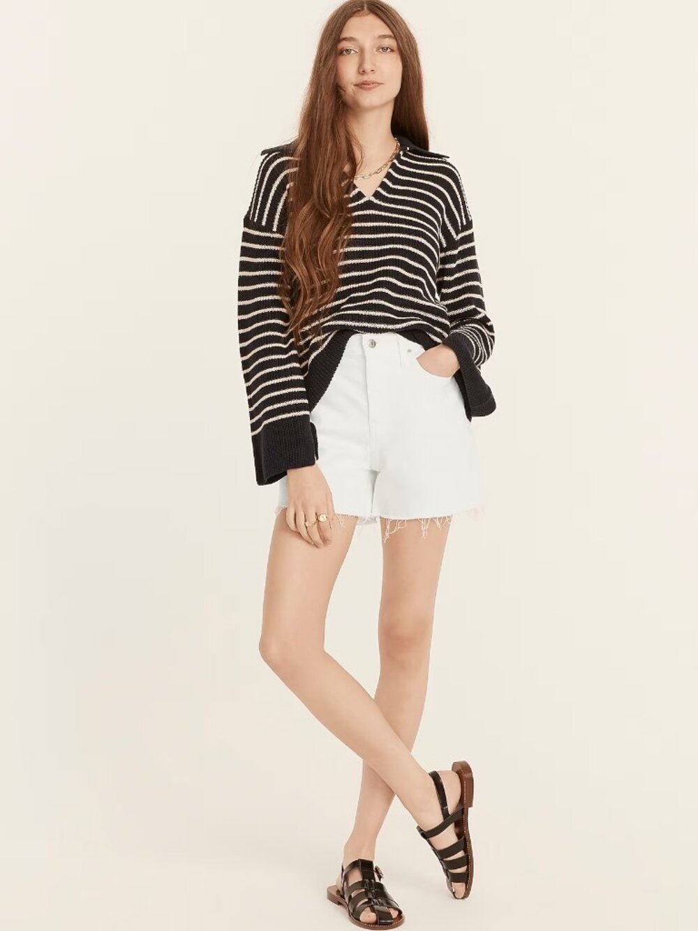 J. Crew High-rise denim short in white size 24